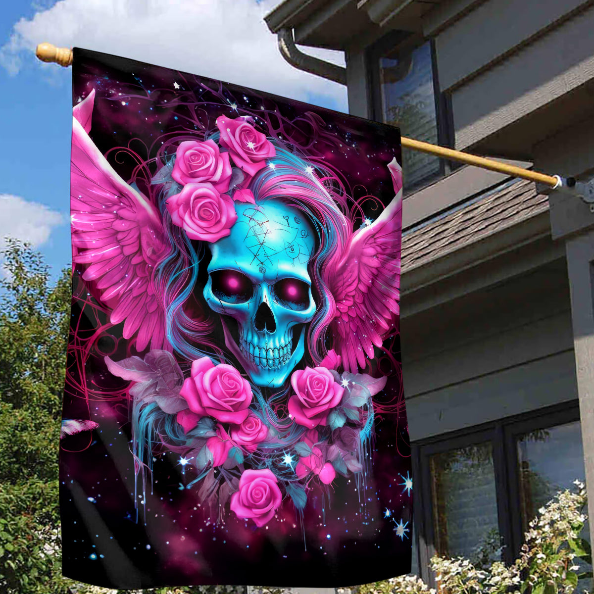 Skull Lady Garden Flag In My Next Life I Want To Be The Karma Fairy - Wonder Print Shop
