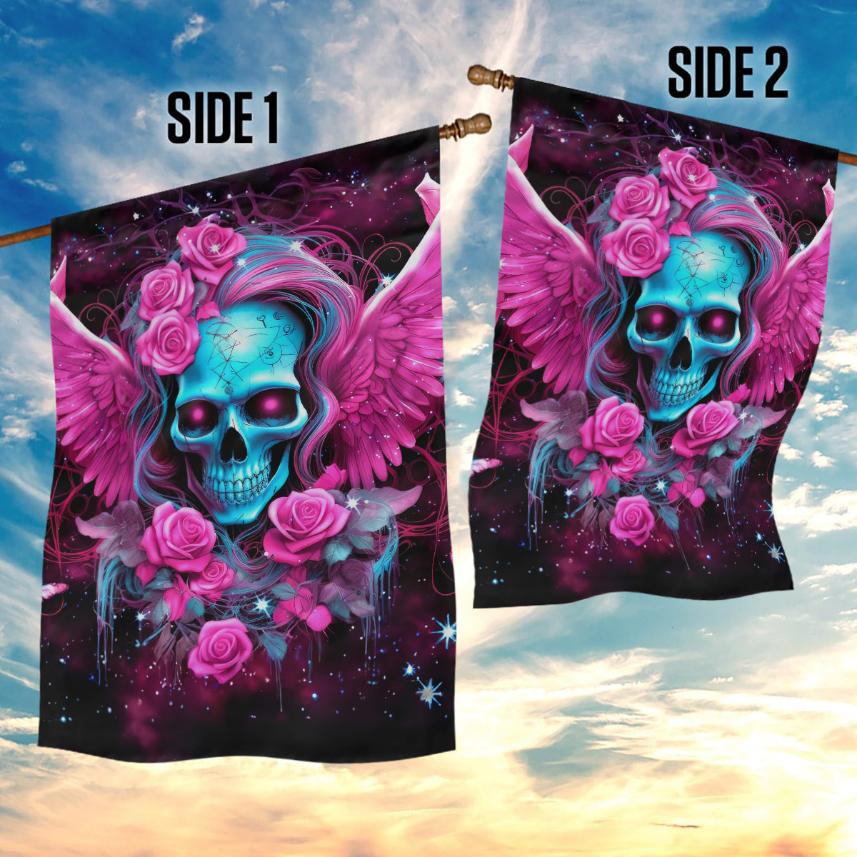 Skull Lady Garden Flag In My Next Life I Want To Be The Karma Fairy - Wonder Print Shop