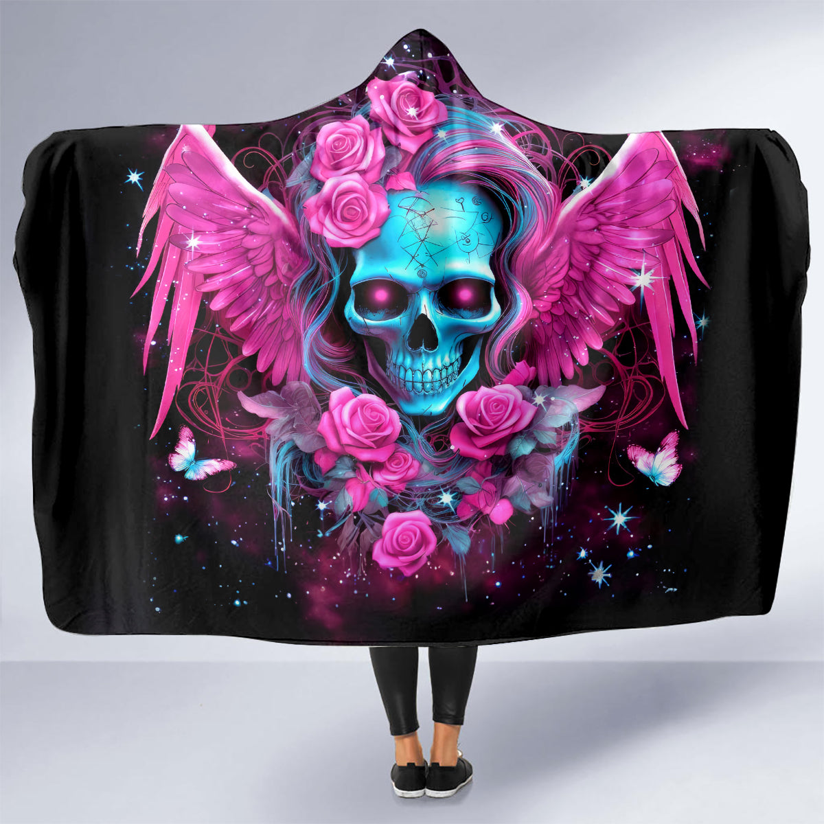 Skull Lady Hooded Blanket In My Next Life I Want To Be The Karma Fairy