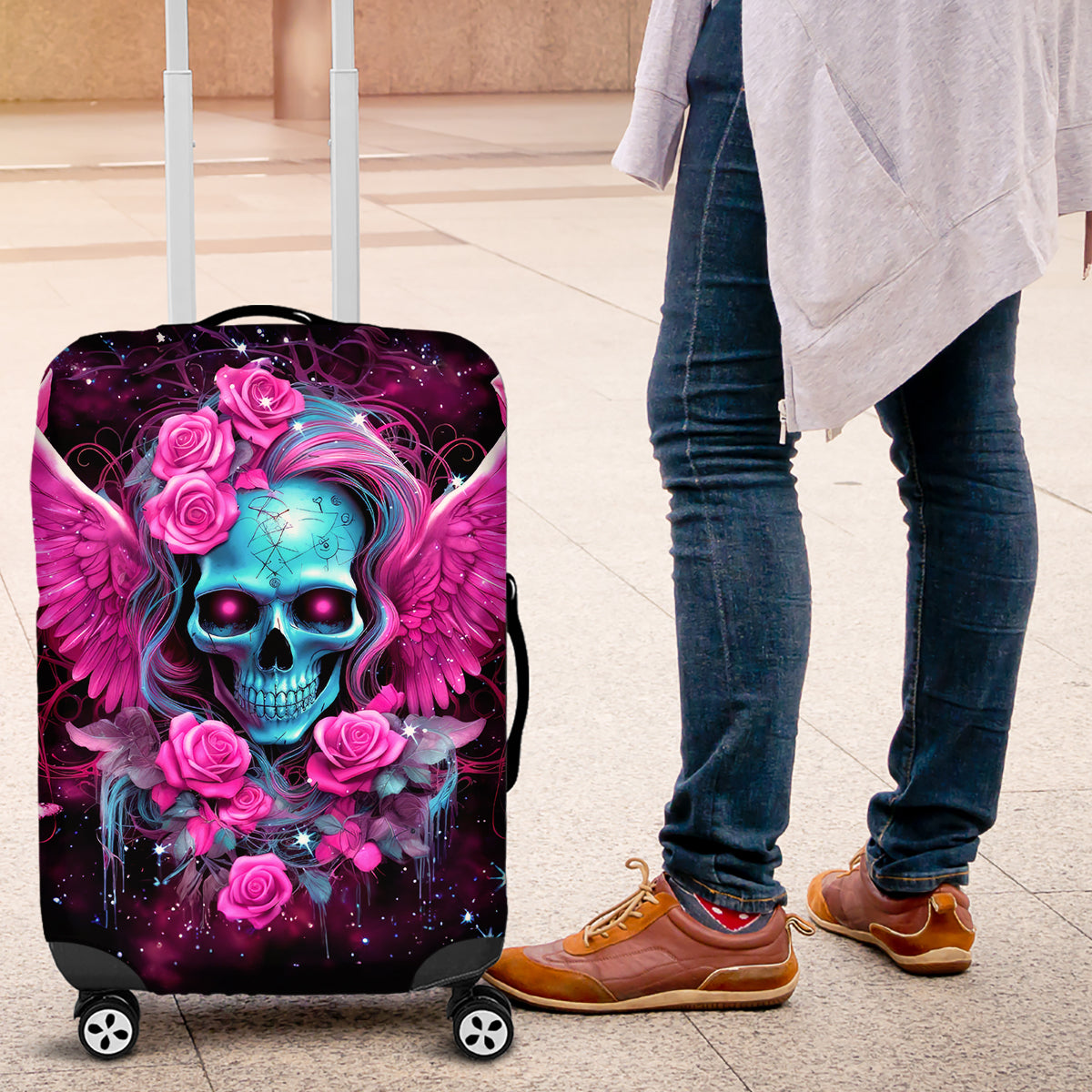 Skull Lady Luggage Cover In My Next Life I Want To Be The Karma Fairy - Wonder Print Shop