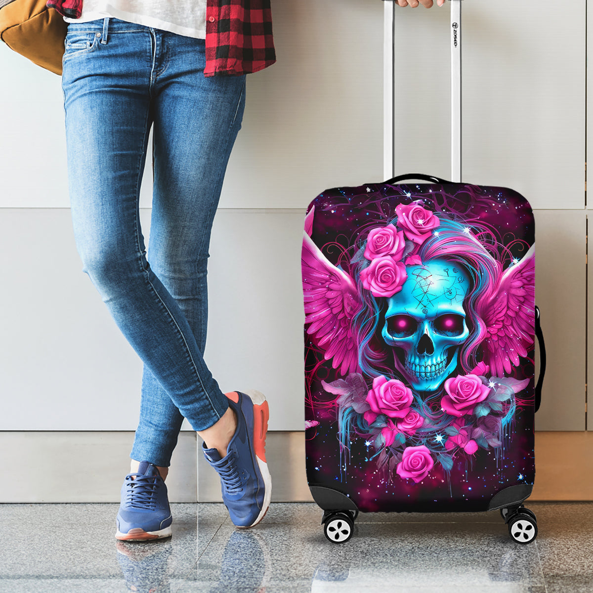 Skull Lady Luggage Cover In My Next Life I Want To Be The Karma Fairy - Wonder Print Shop