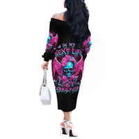 Skull Lady Off The Shoulder Long Sleeve Dress In My Next Life I Want To Be The Karma Fairy - Wonder Print Shop