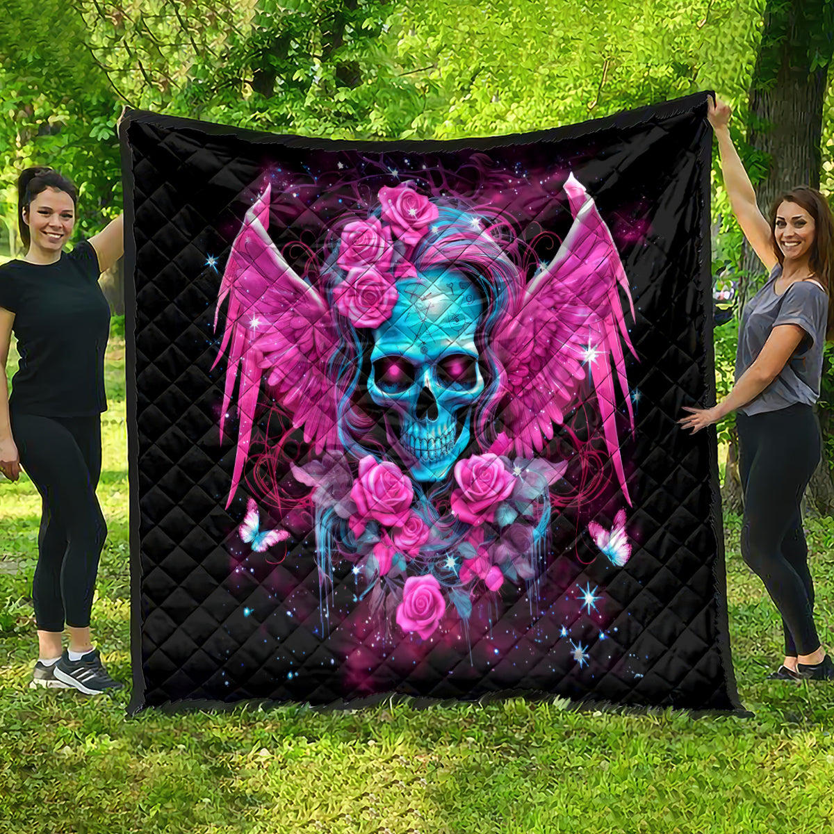 Skull Lady Quilt In My Next Life I Want To Be The Karma Fairy - Wonder Print Shop