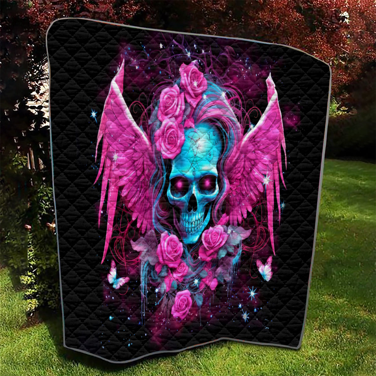 Skull Lady Quilt In My Next Life I Want To Be The Karma Fairy - Wonder Print Shop