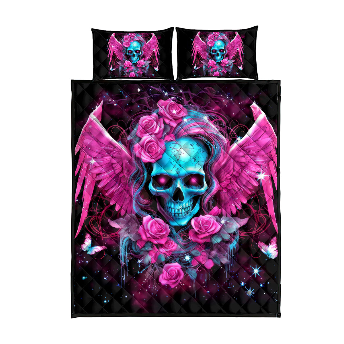 Skull Lady Quilt Bed Set In My Next Life I Want To Be The Karma Fairy - Wonder Print Shop