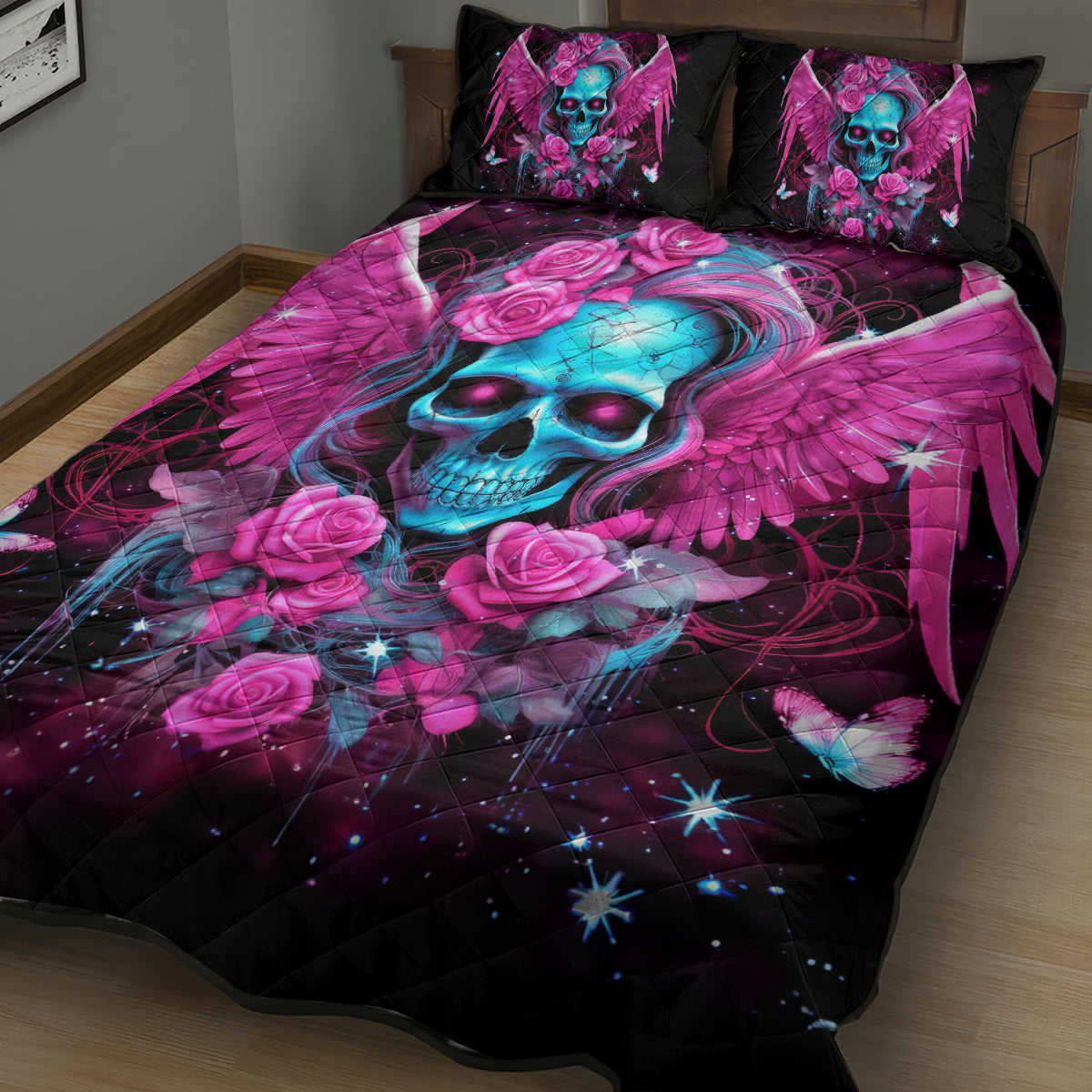 Skull Lady Quilt Bed Set In My Next Life I Want To Be The Karma Fairy - Wonder Print Shop