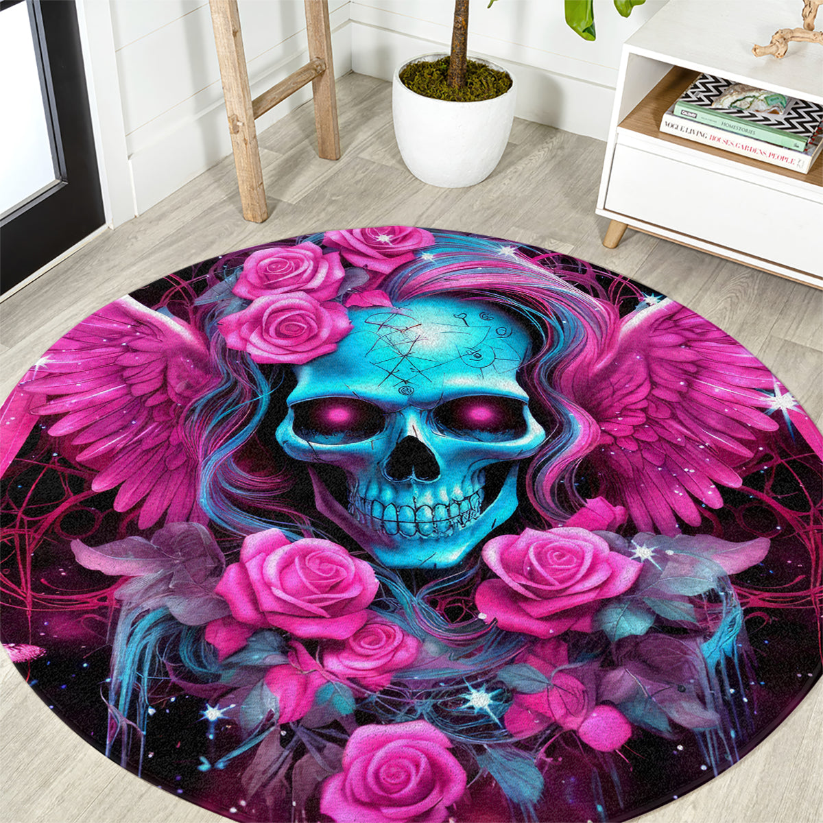 Skull Lady Round Carpet In My Next Life I Want To Be The Karma Fairy
