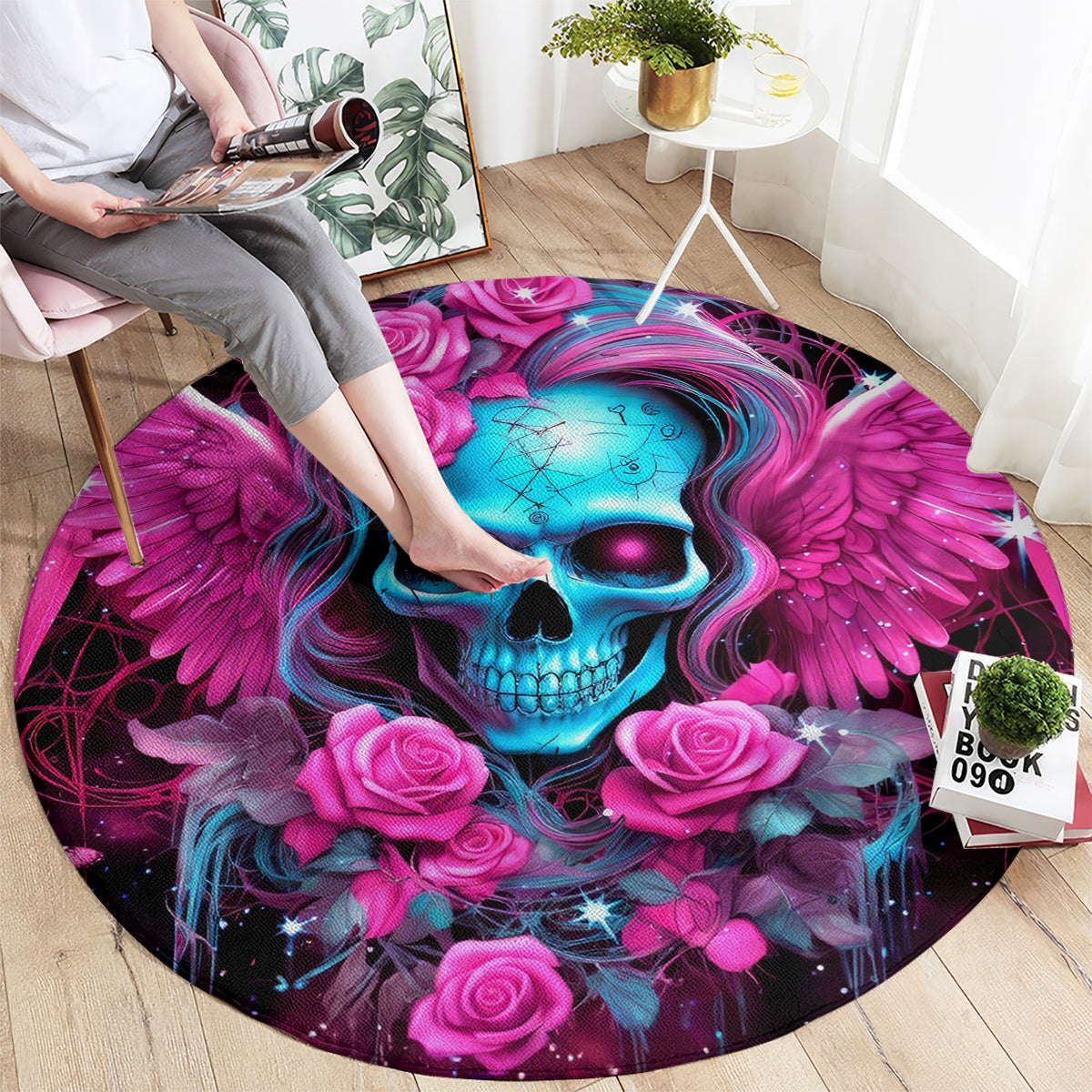 Skull Lady Round Carpet In My Next Life I Want To Be The Karma Fairy