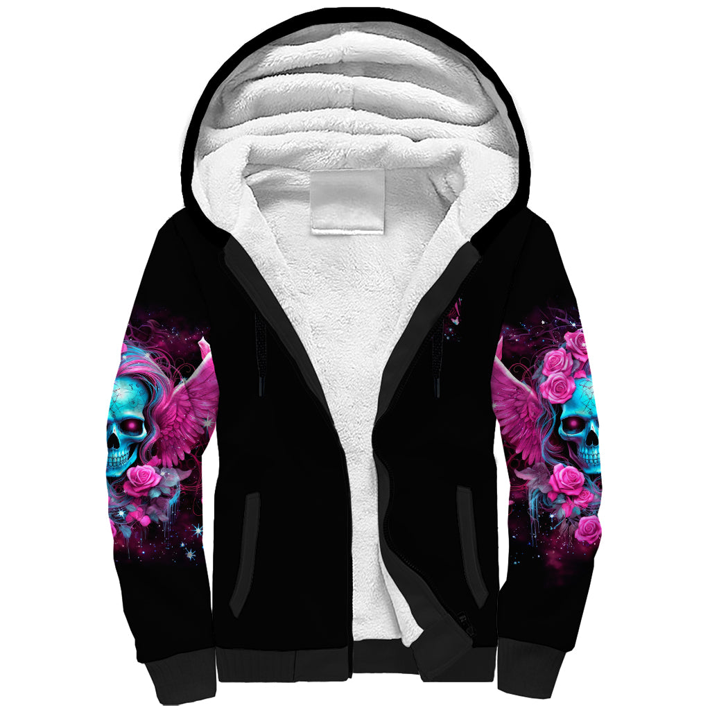 Skull Lady Sherpa Hoodie In My Next Life I Want To Be The Karma Fairy - Wonder Print Shop