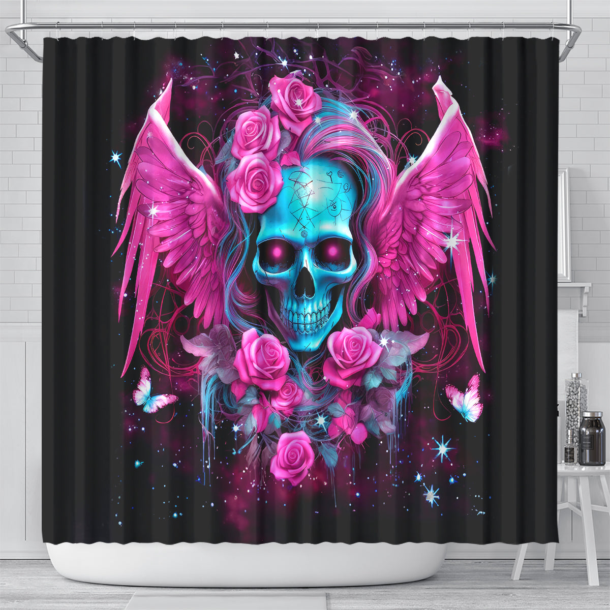 Skull Lady Shower Curtain In My Next Life I Want To Be The Karma Fairy