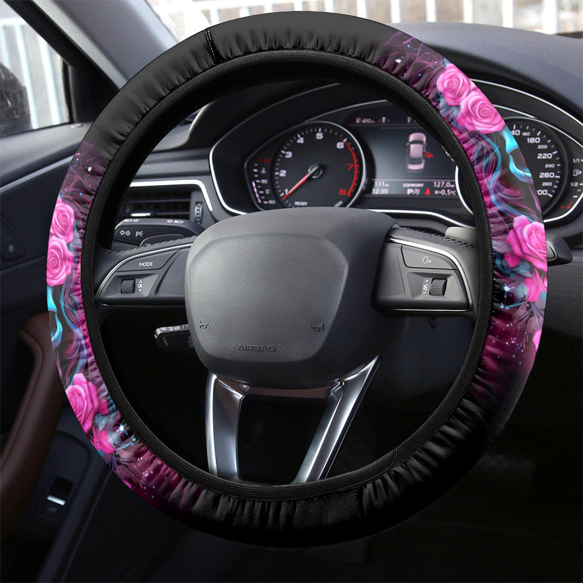Skull Lady Steering Wheel Cover In My Next Life I Want To Be The Karma Fairy - Wonder Print Shop