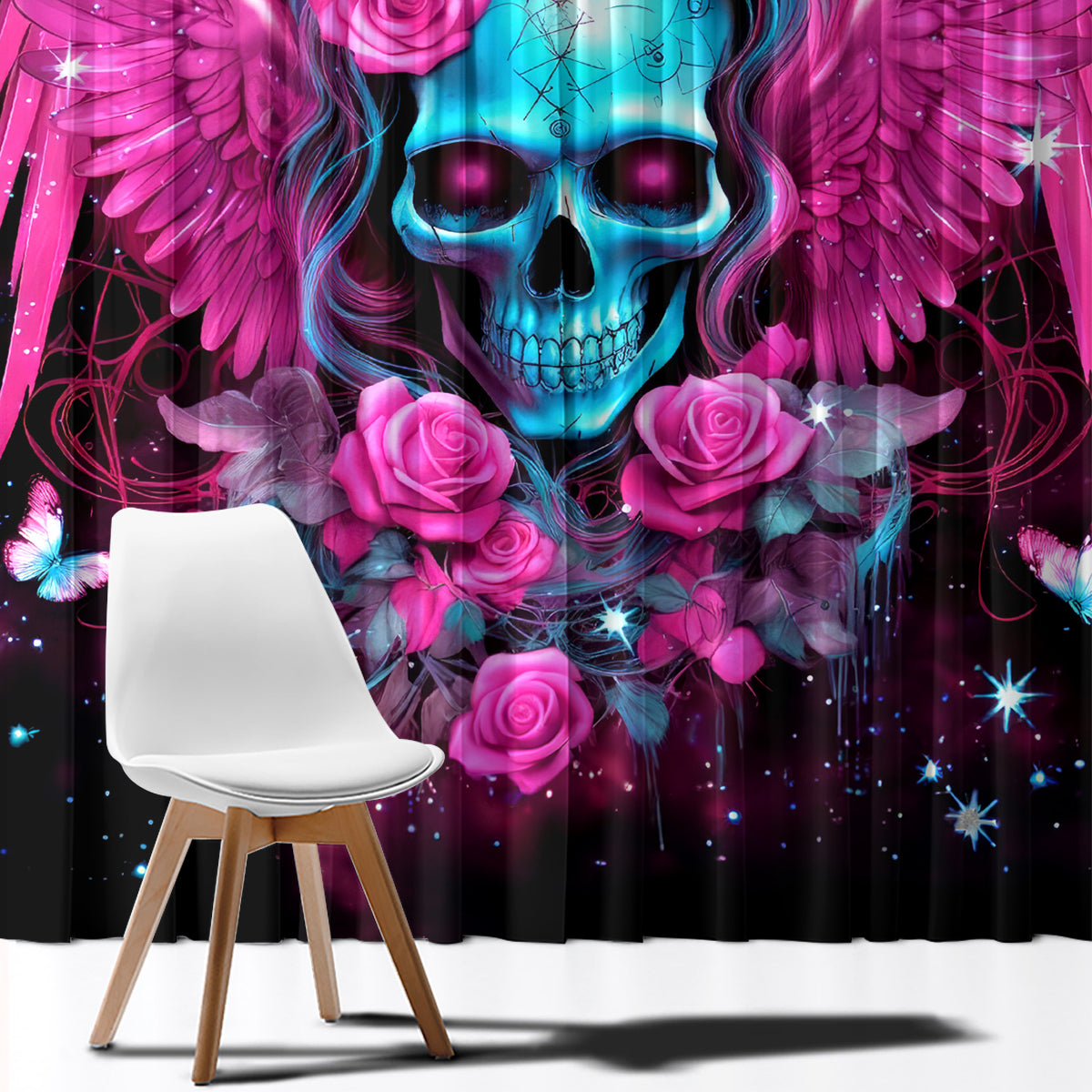 Skull Lady Window Curtain In My Next Life I Want To Be The Karma Fairy - Wonder Print Shop