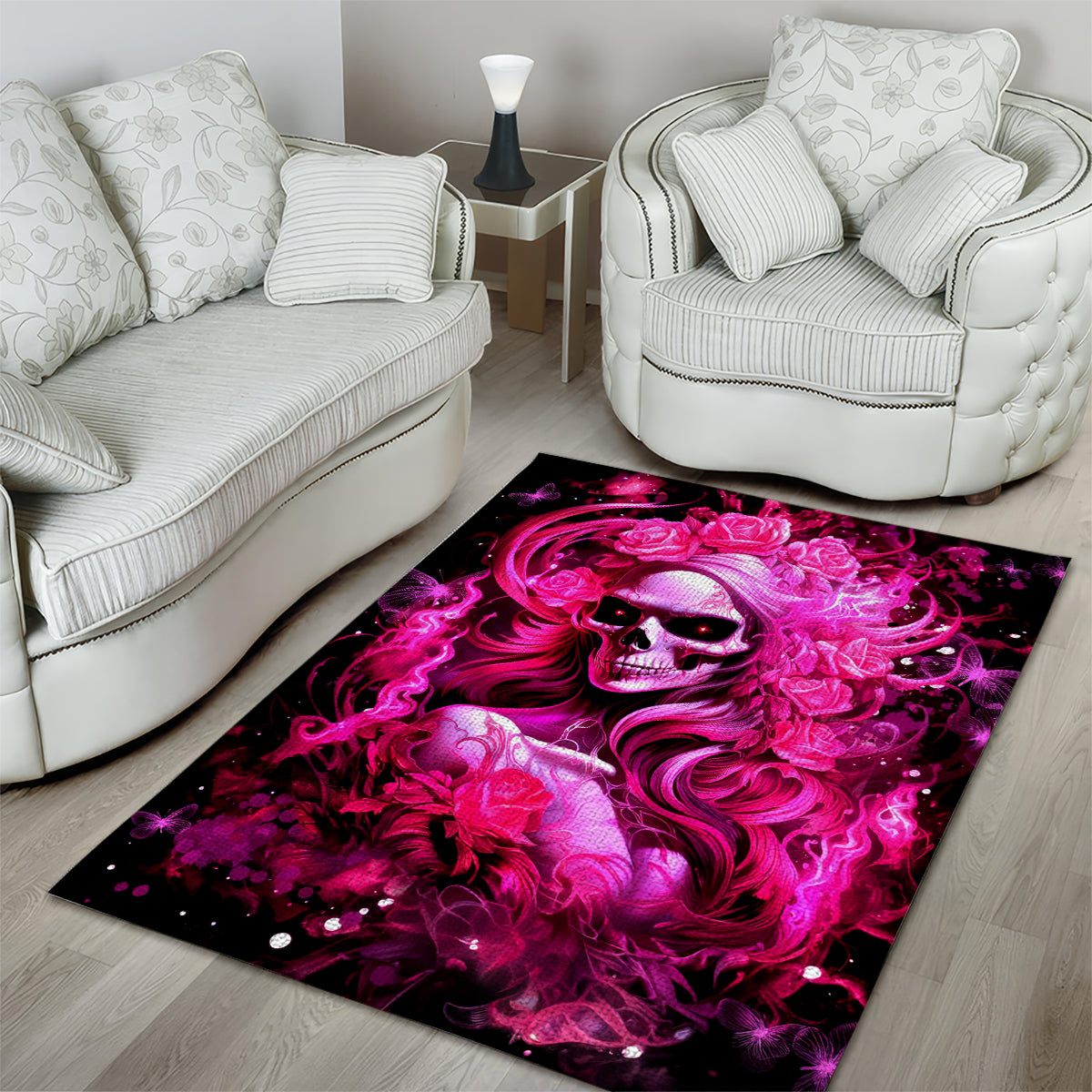 Skull Lady Area Rug Look Hot Be Cold - Wonder Print Shop