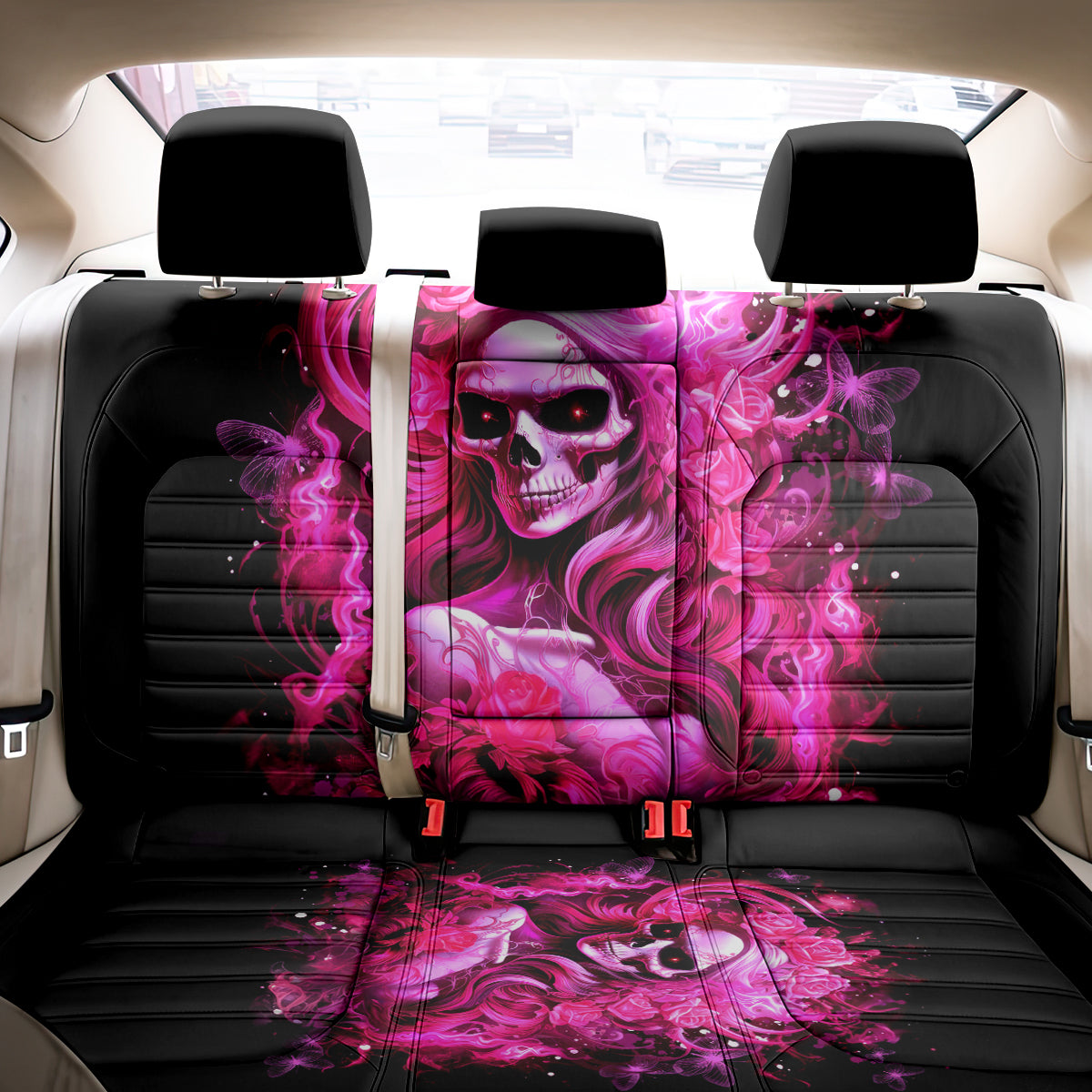 Skull Lady Back Car Seat Cover Look Hot Be Cold - Wonder Print Shop