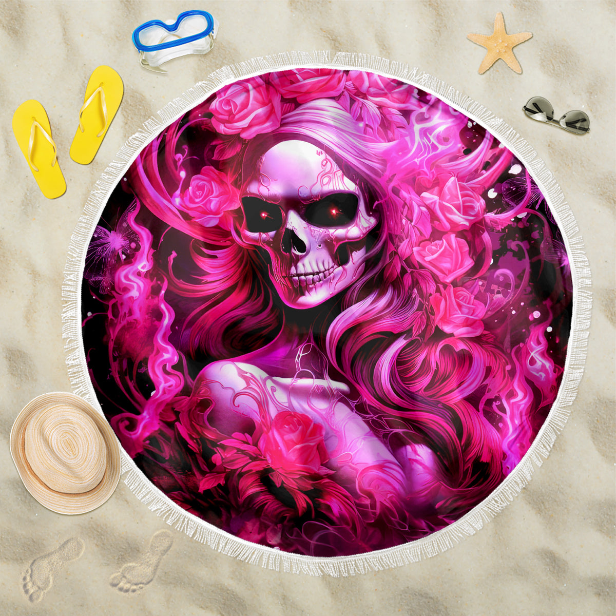 Skull Lady Beach Blanket Look Hot Be Cold - Wonder Print Shop