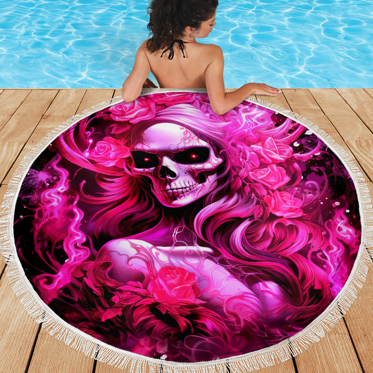 Skull Lady Beach Blanket Look Hot Be Cold - Wonder Print Shop