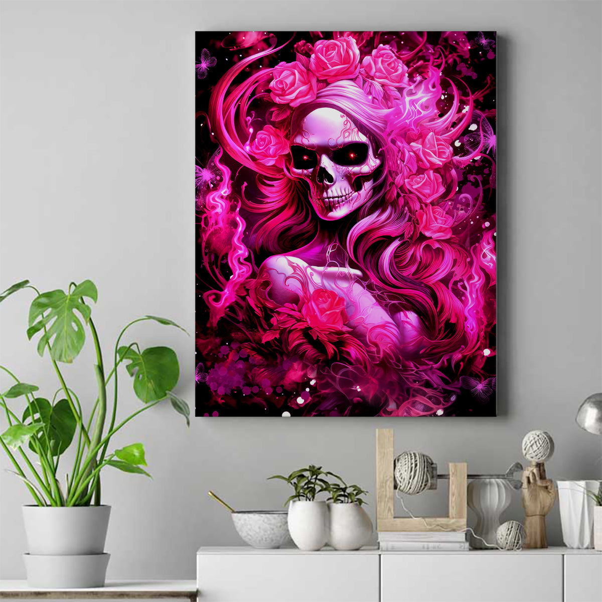 Skull Lady Canvas Wall Art Look Hot Be Cold - Wonder Print Shop