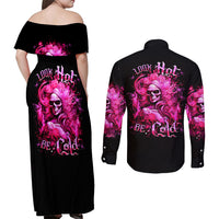 Skull Lady Couples Matching Off Shoulder Maxi Dress and Long Sleeve Button Shirt Look Hot Be Cold - Wonder Print Shop