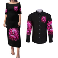 Skull Lady Couples Matching Puletasi and Long Sleeve Button Shirt Look Hot Be Cold - Wonder Print Shop