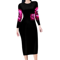 Skull Lady Family Matching Long Sleeve Bodycon Dress and Hawaiian Shirt Look Hot Be Cold - Wonder Print Shop
