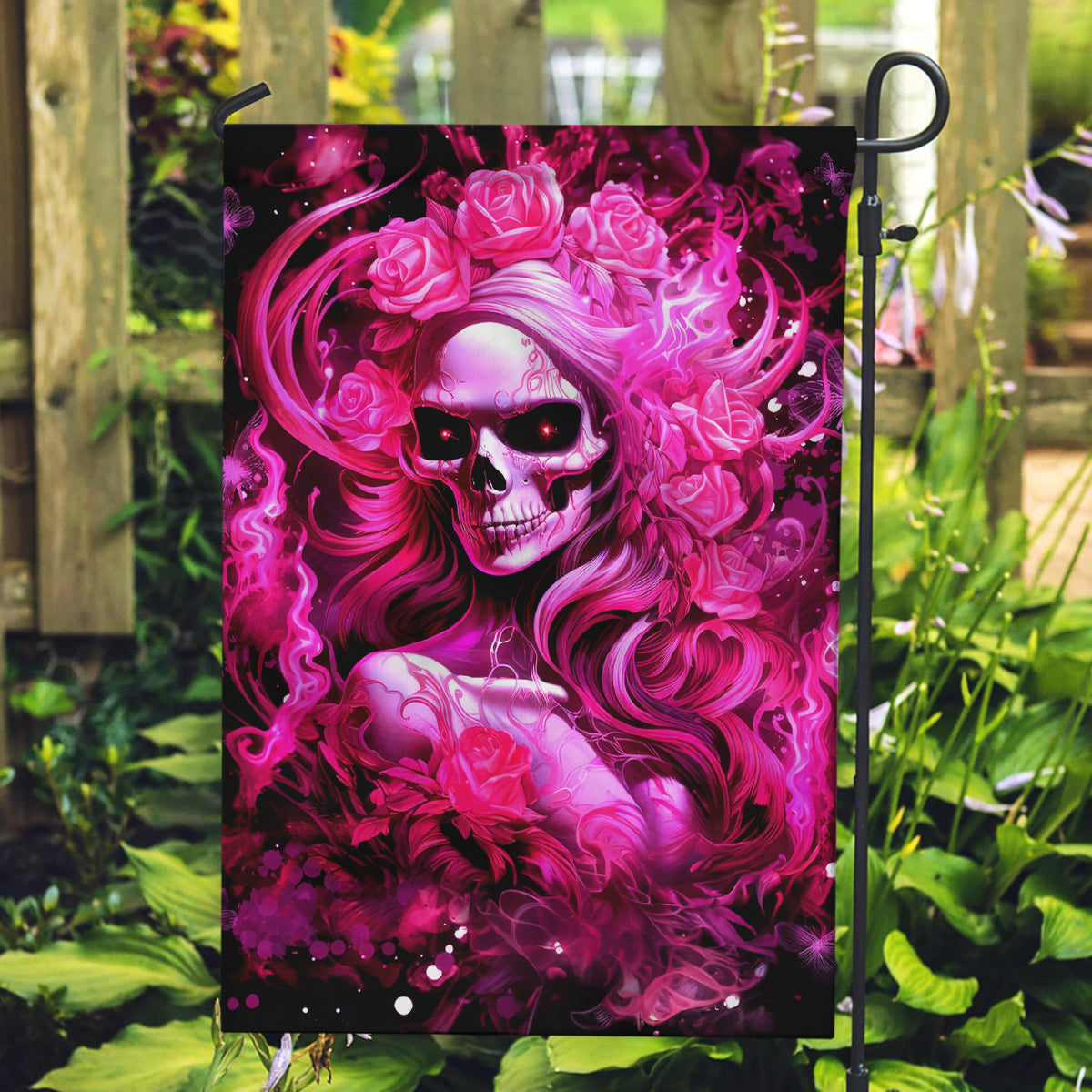 Skull Lady Garden Flag Look Hot Be Cold - Wonder Print Shop