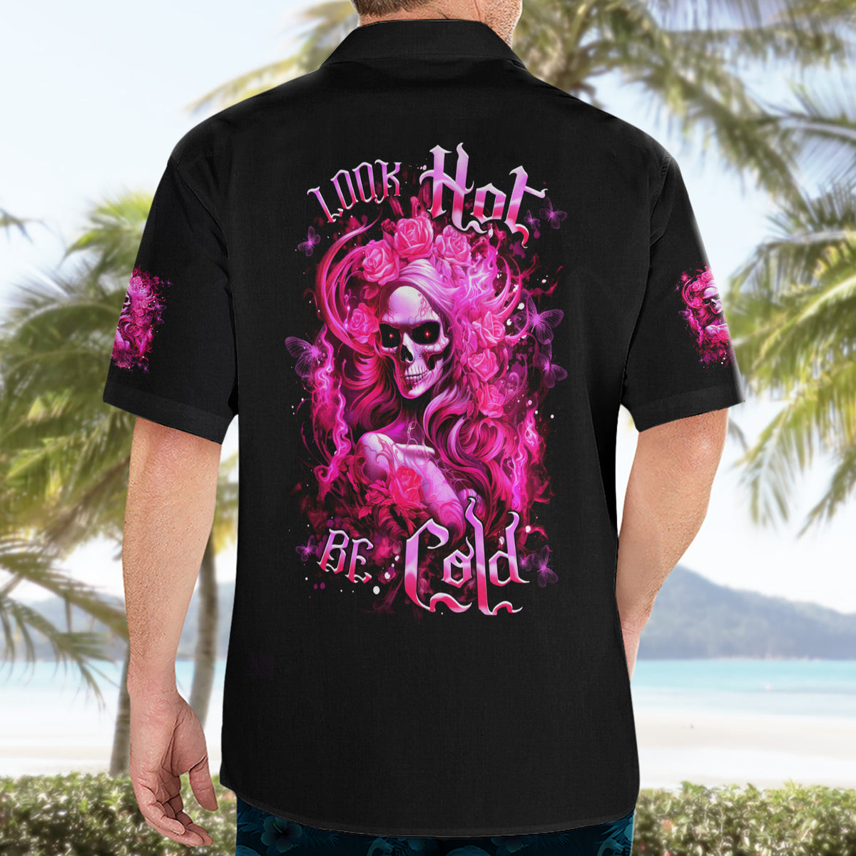 Skull Lady Hawaiian Shirt Look Hot Be Cold - Wonder Print Shop