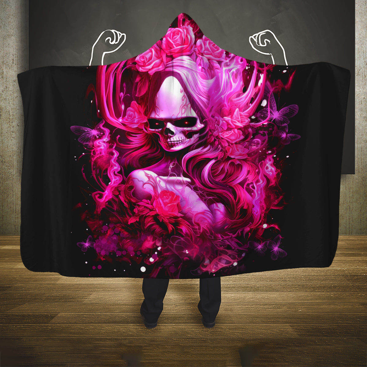 Skull Lady Hooded Blanket Look Hot Be Cold