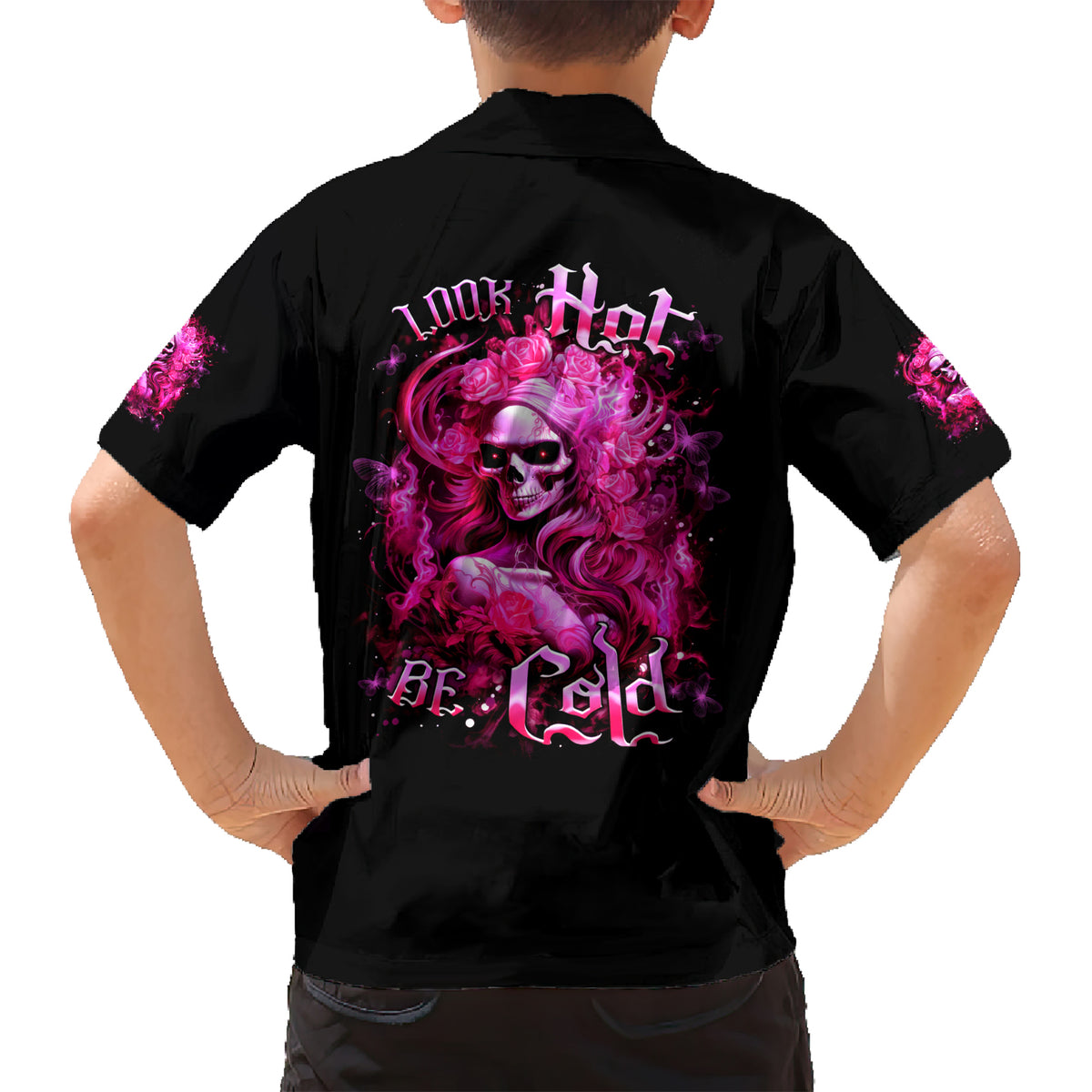 Skull Lady Kid Hawaiian Shirt Look Hot Be Cold - Wonder Print Shop