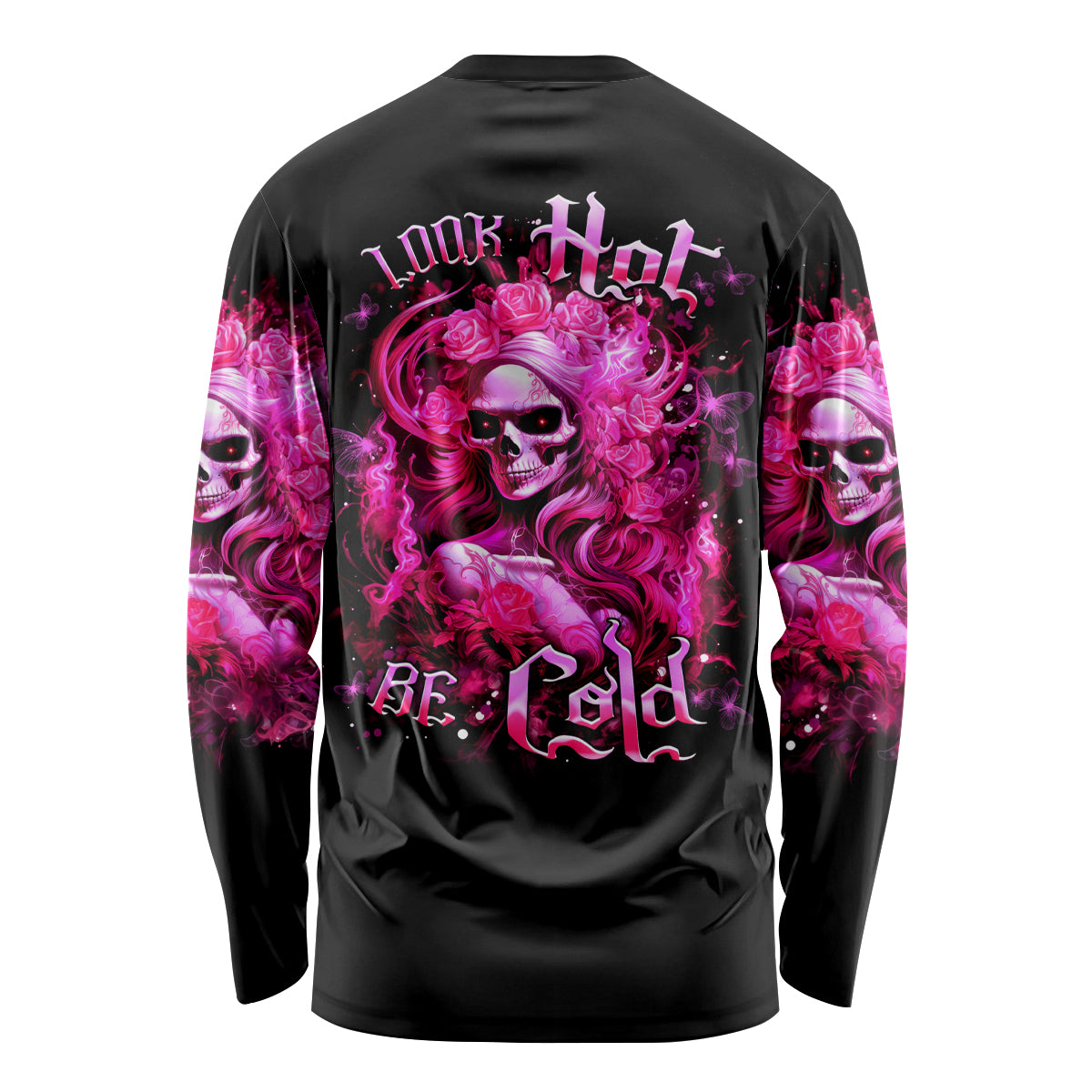 Skull Lady Long Sleeve Shirt Look Hot Be Cold - Wonder Print Shop