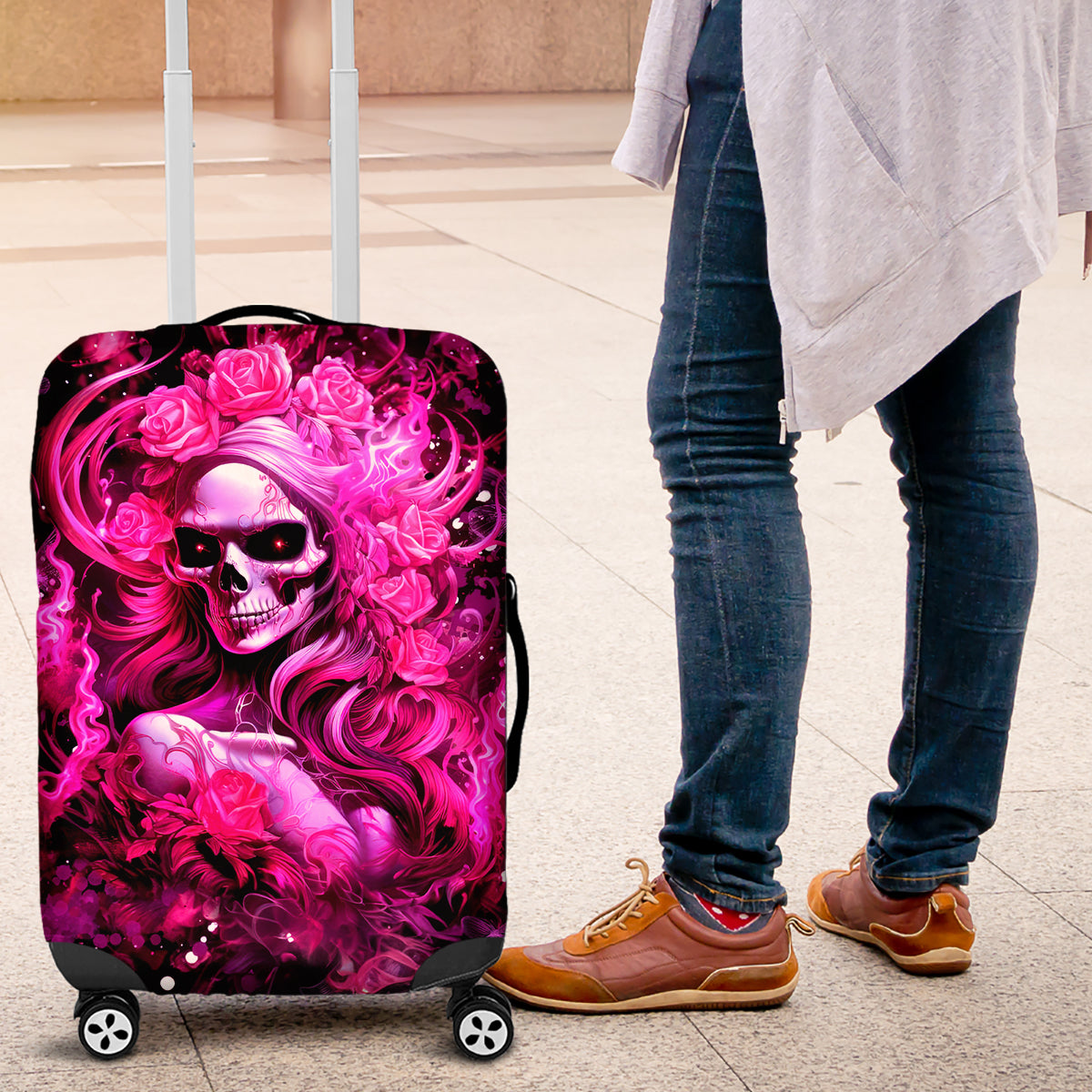 Skull Lady Luggage Cover Look Hot Be Cold - Wonder Print Shop