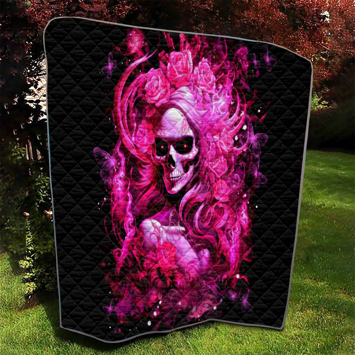 Skull Lady Quilt Look Hot Be Cold - Wonder Print Shop