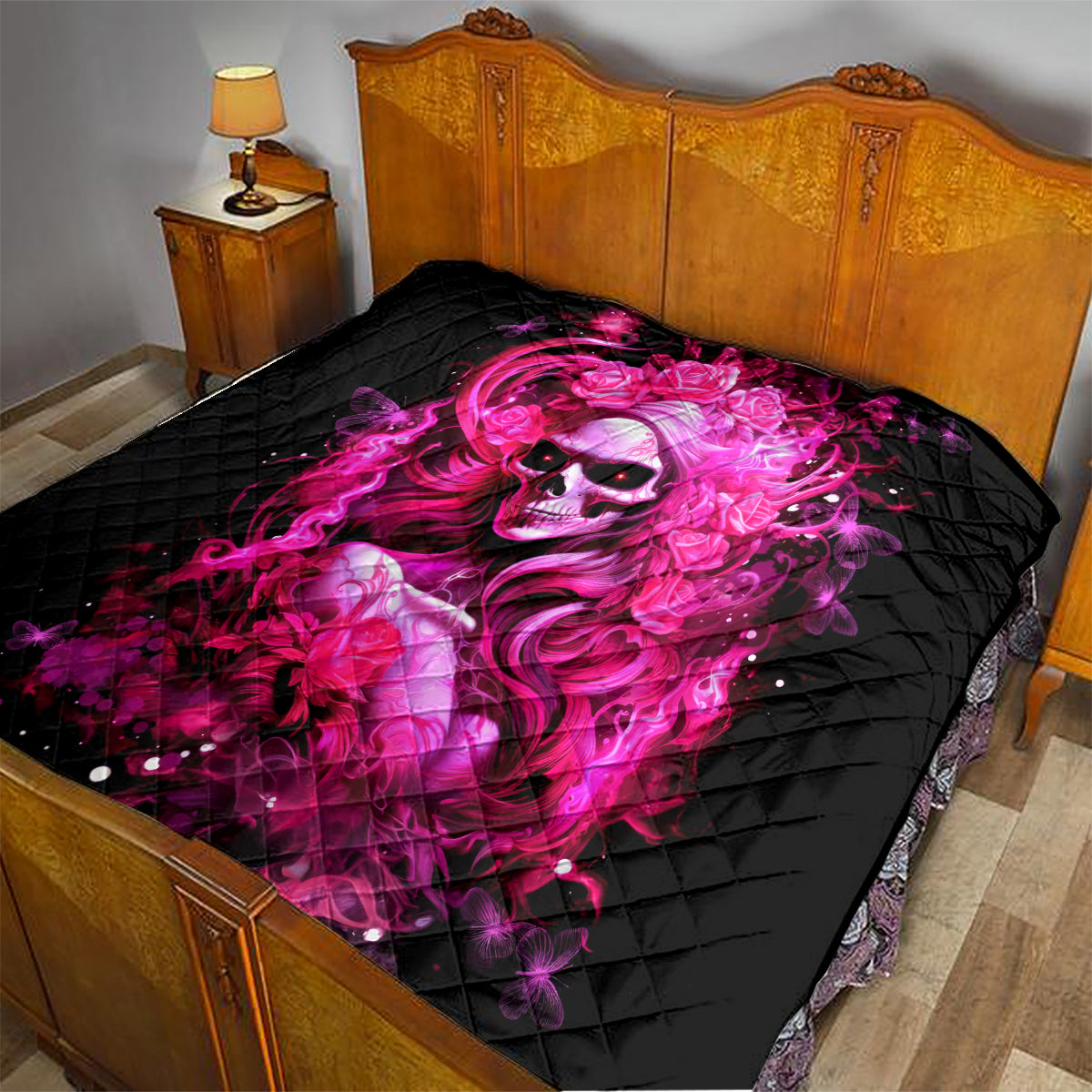 Skull Lady Quilt Look Hot Be Cold - Wonder Print Shop