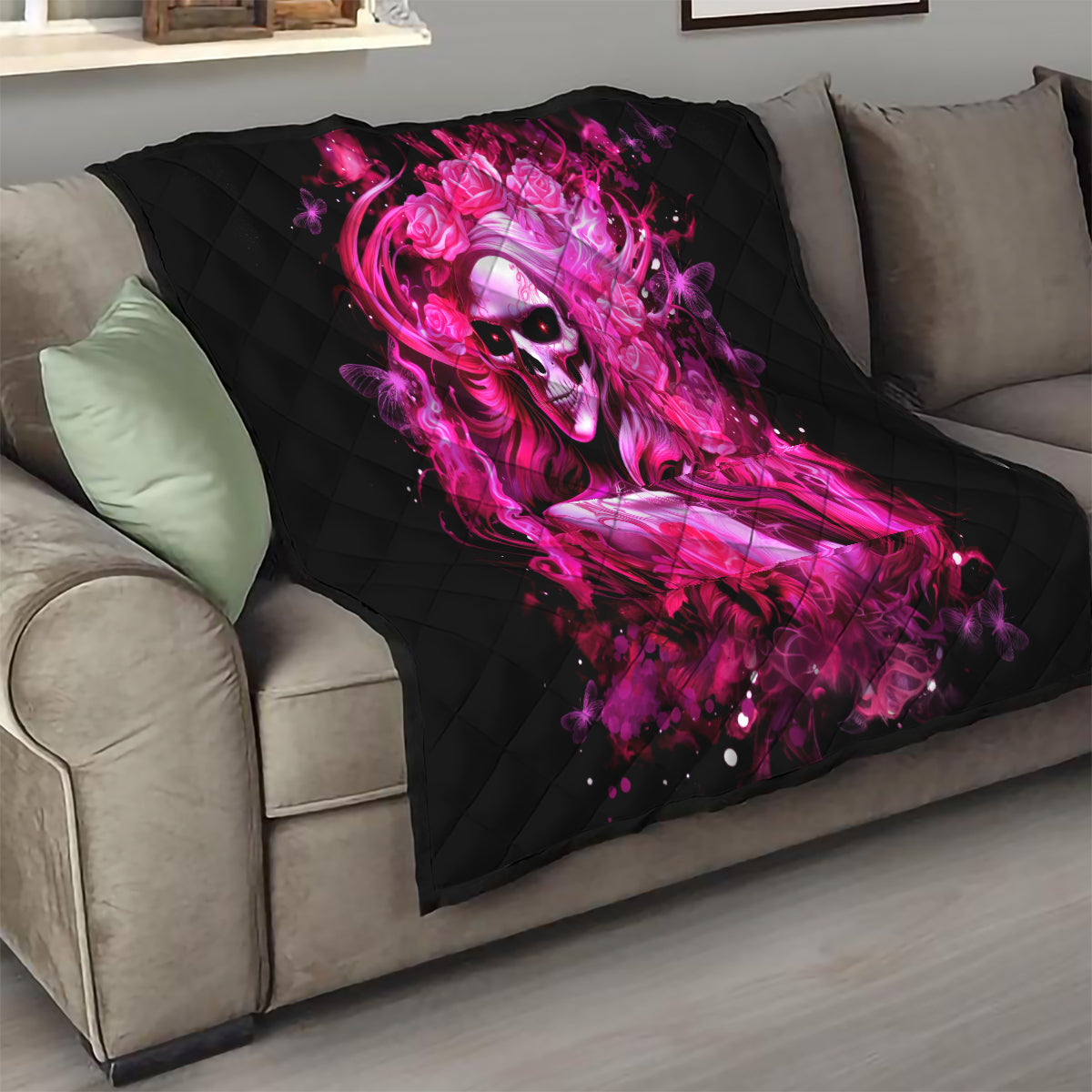 Skull Lady Quilt Look Hot Be Cold - Wonder Print Shop