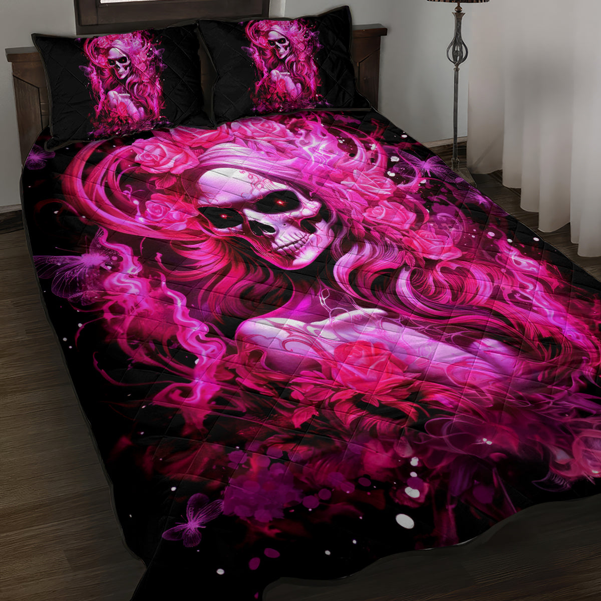 Skull Lady Quilt Bed Set Look Hot Be Cold - Wonder Print Shop