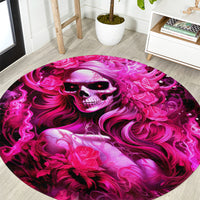 Skull Lady Round Carpet Look Hot Be Cold
