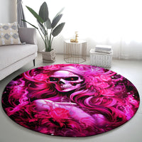 Skull Lady Round Carpet Look Hot Be Cold