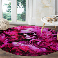 Skull Lady Round Carpet Look Hot Be Cold