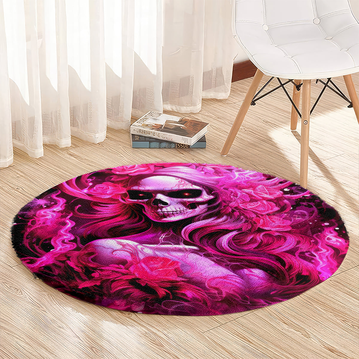 Skull Lady Round Carpet Look Hot Be Cold