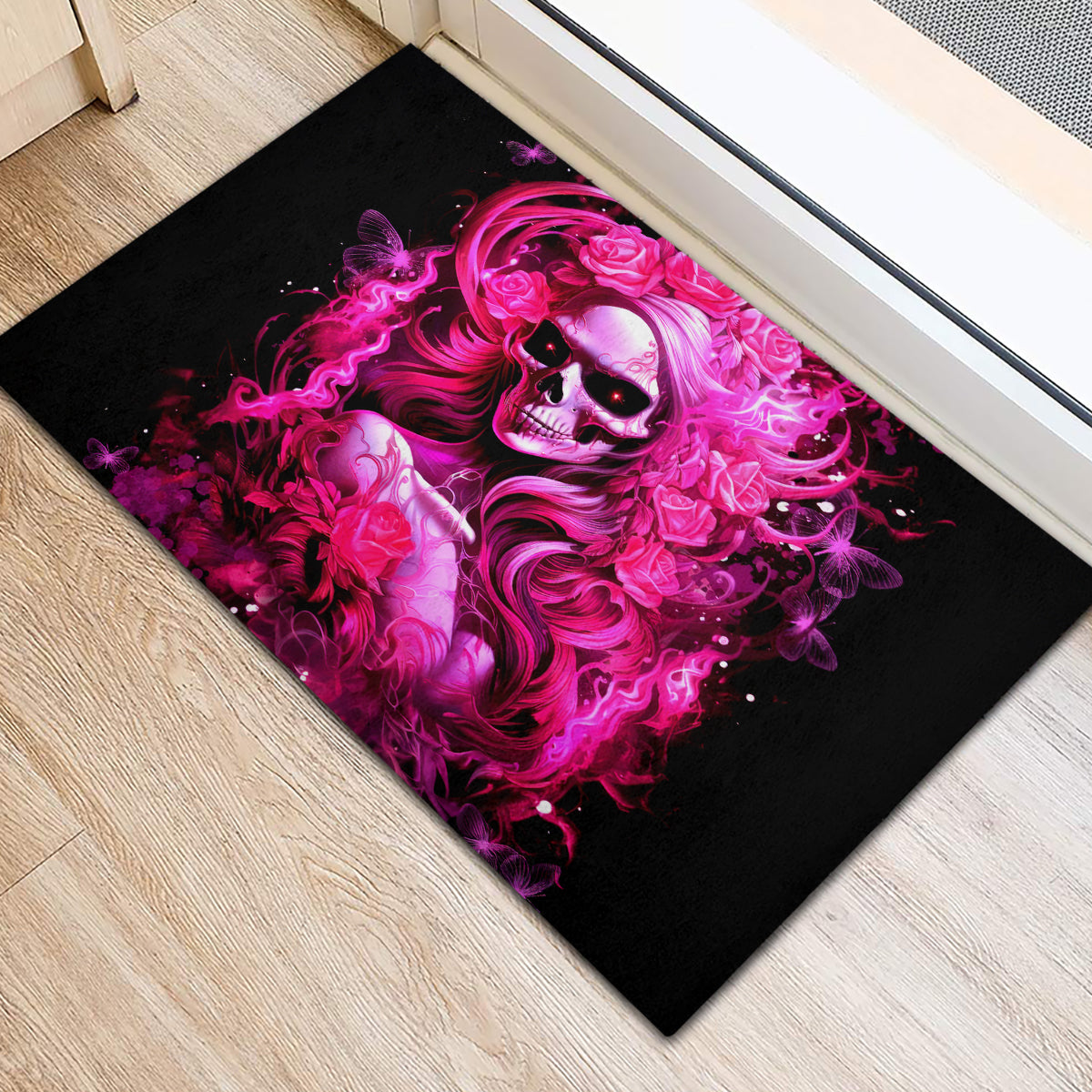 Skull Lady Rubber Doormat Look Hot Be Cold - Wonder Print Shop