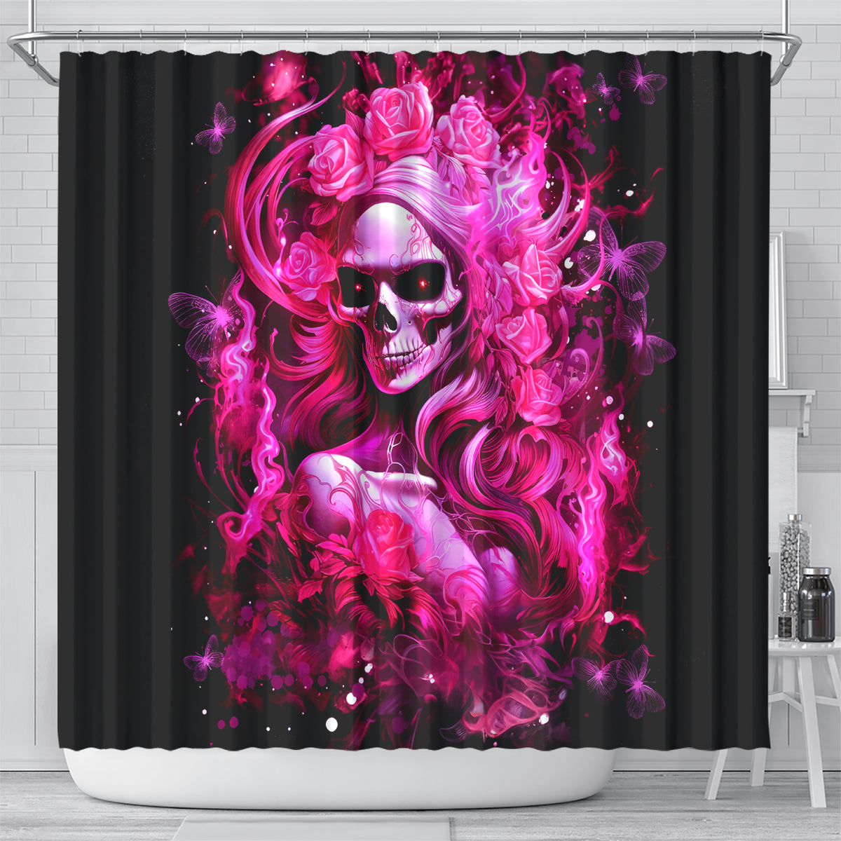 Skull Lady Shower Curtain Look Hot Be Cold