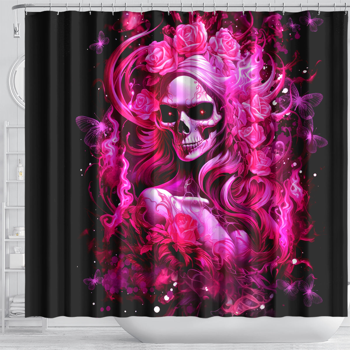 Skull Lady Shower Curtain Look Hot Be Cold