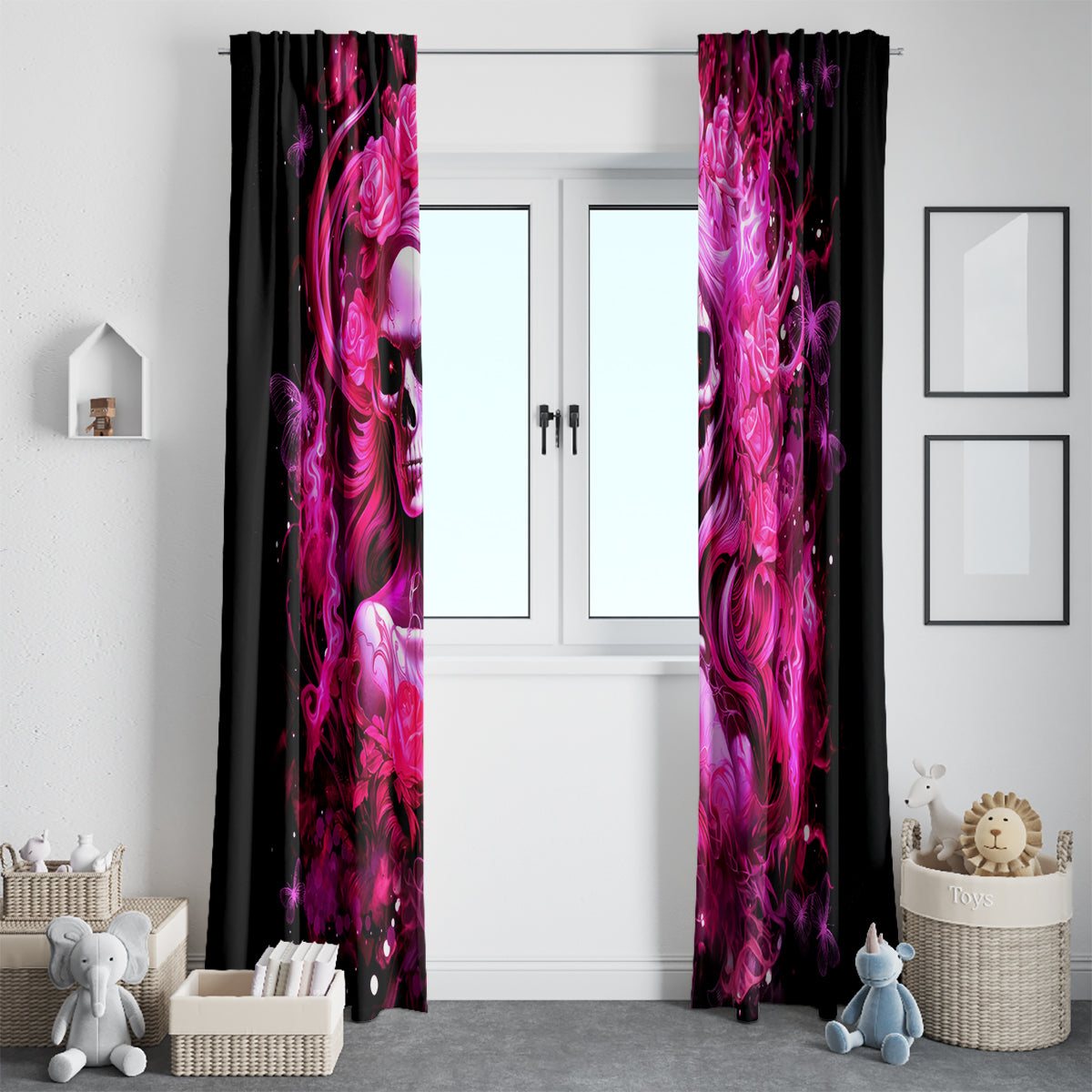 Skull Lady Window Curtain Look Hot Be Cold - Wonder Print Shop