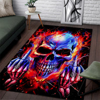 Flame Skull Area Rug My Give A Fuck Is Broken But My Go Fuck Yourself Is Fully Functional - Wonder Print Shop