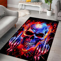 Flame Skull Area Rug My Give A Fuck Is Broken But My Go Fuck Yourself Is Fully Functional - Wonder Print Shop