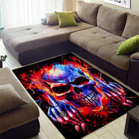Flame Skull Area Rug My Give A Fuck Is Broken But My Go Fuck Yourself Is Fully Functional - Wonder Print Shop