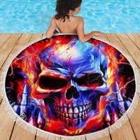 Flame Skull Beach Blanket My Give A Fuck Is Broken But My Go Fuck Yourself Is Fully Functional - Wonder Print Shop