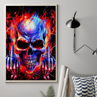 Flame Skull Canvas Wall Art My Give A Fuck Is Broken But My Go Fuck Yourself Is Fully Functional - Wonder Print Shop