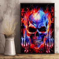 Flame Skull Canvas Wall Art My Give A Fuck Is Broken But My Go Fuck Yourself Is Fully Functional - Wonder Print Shop
