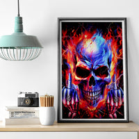 Flame Skull Canvas Wall Art My Give A Fuck Is Broken But My Go Fuck Yourself Is Fully Functional - Wonder Print Shop