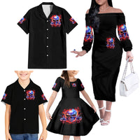 Flame Skull Family Matching Off Shoulder Long Sleeve Dress and Hawaiian Shirt My Give A Fuck Is Broken But My Go Fuck Yourself Is Fully Functional - Wonder Print Shop